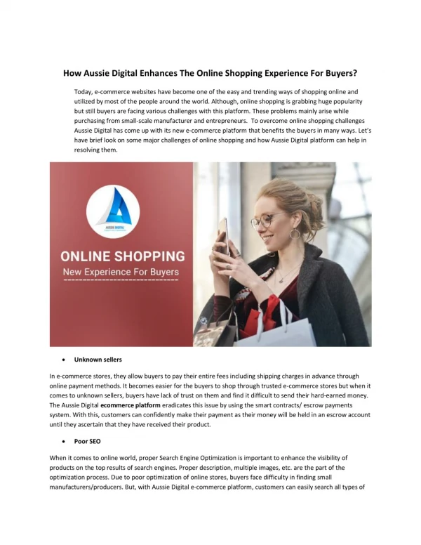 How Aussie Digital Enhances The Online Shopping Experience For Buyers?