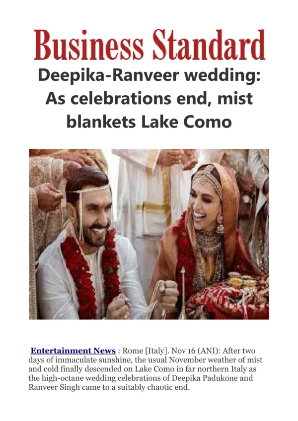  Deepika-Ranveer wedding: As celebrations end, mist blankets Lake Como