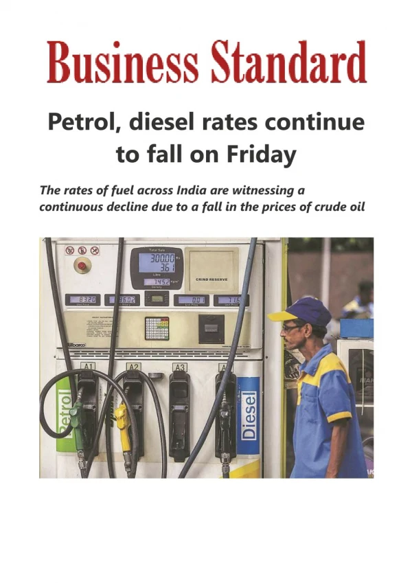 Fuel price update: Petrol, diesel rates continue to fall on Friday