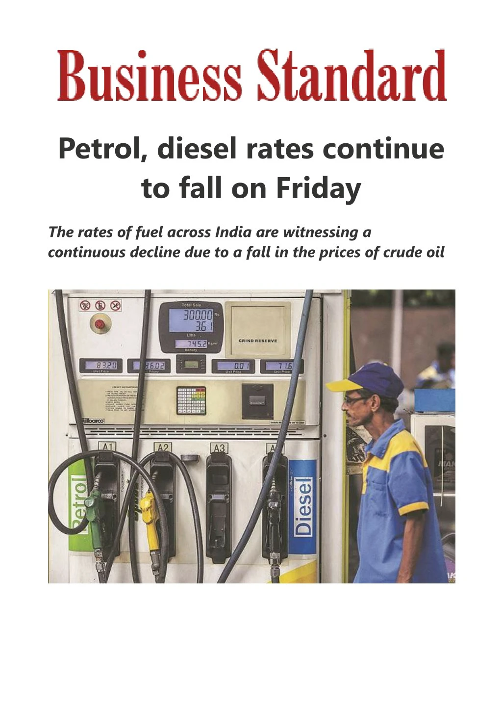 petrol diesel rates continue to fall on friday