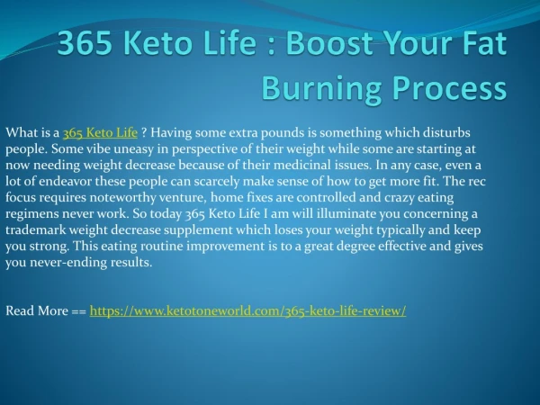 365 Keto Life - Back To Your Slim Life