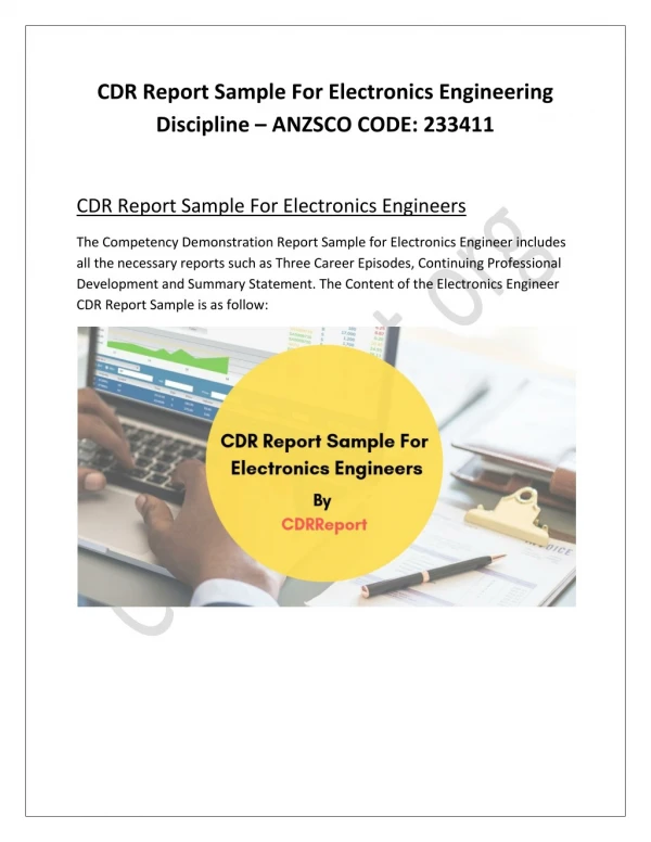 CDR Report Sample For Electronics Engineering Discipline