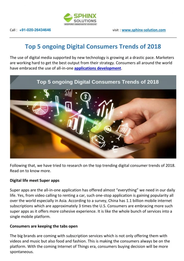 Top 5 ongoing Digital Consumers Trends of 2018