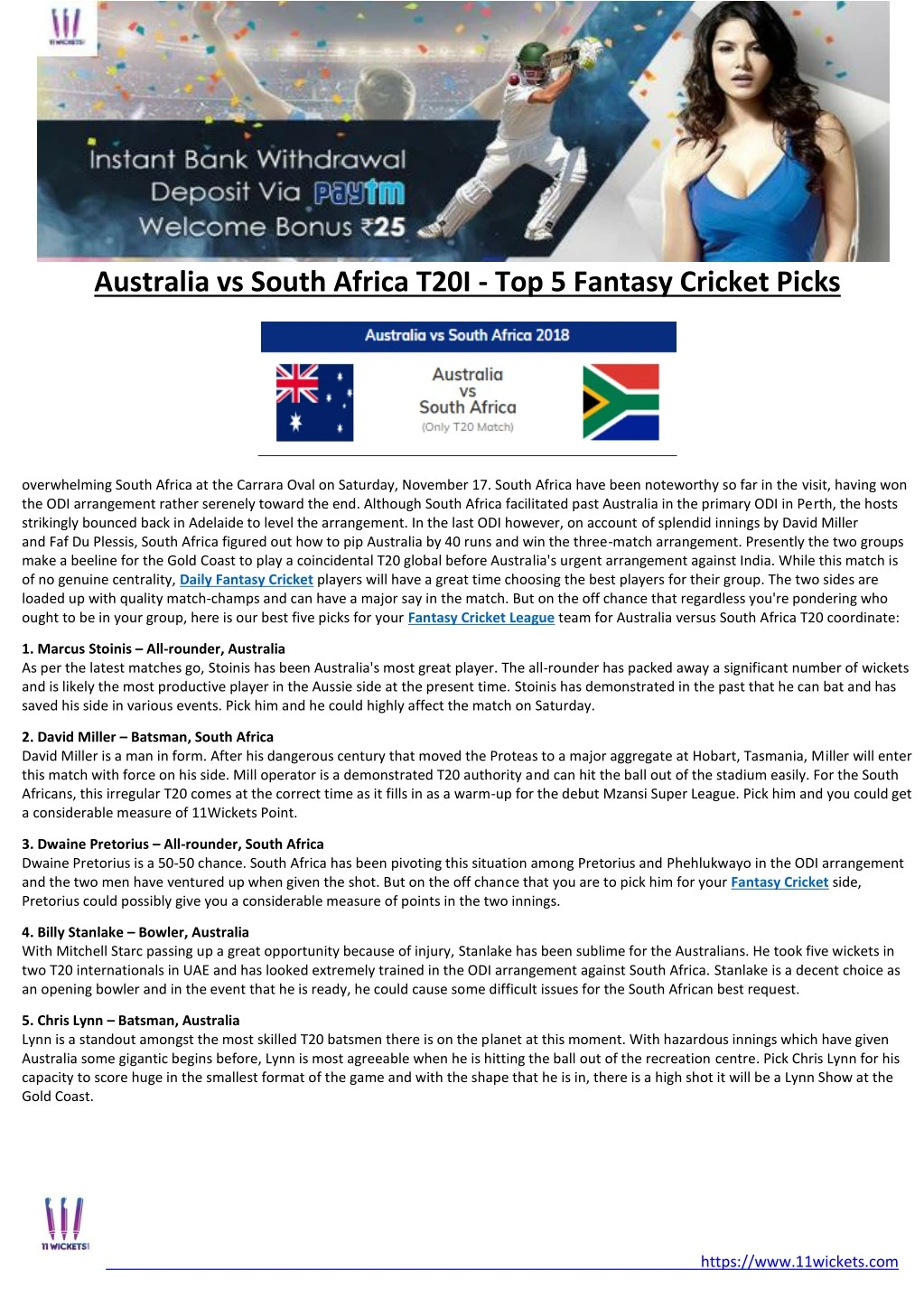 australia vs south africa t20i top 5 fantasy