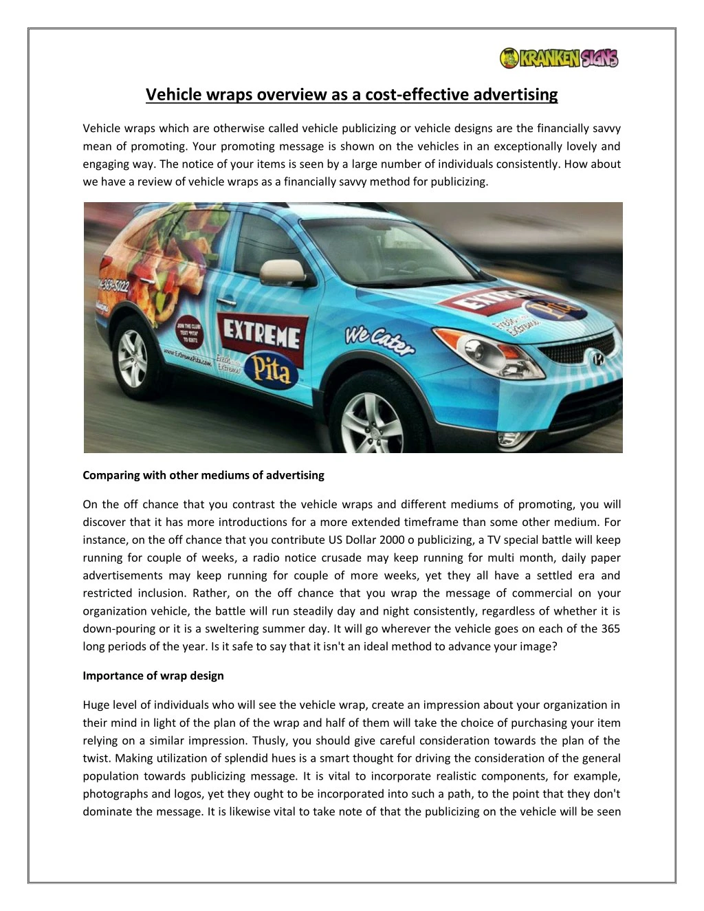 vehicle wraps overview as a cost effective