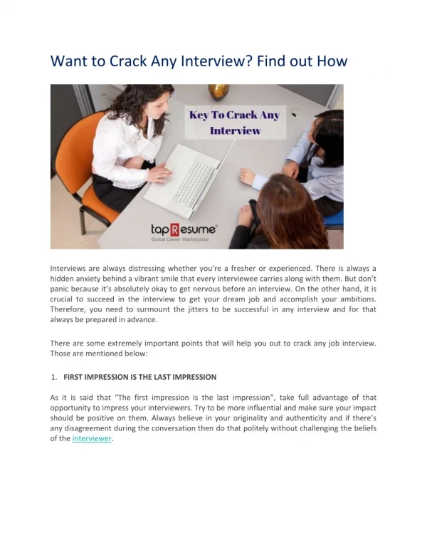 want to crack any interview find out how