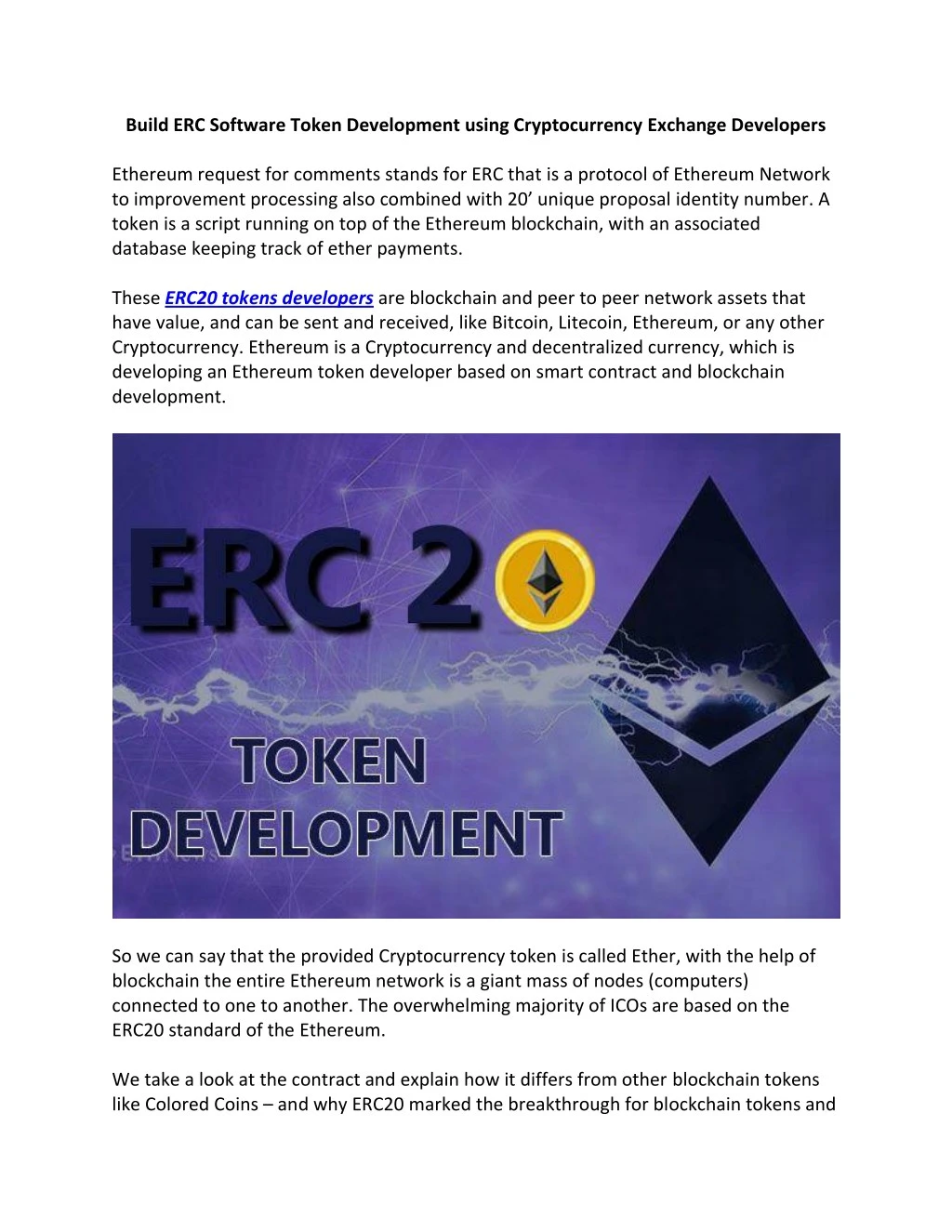 build erc software token development using