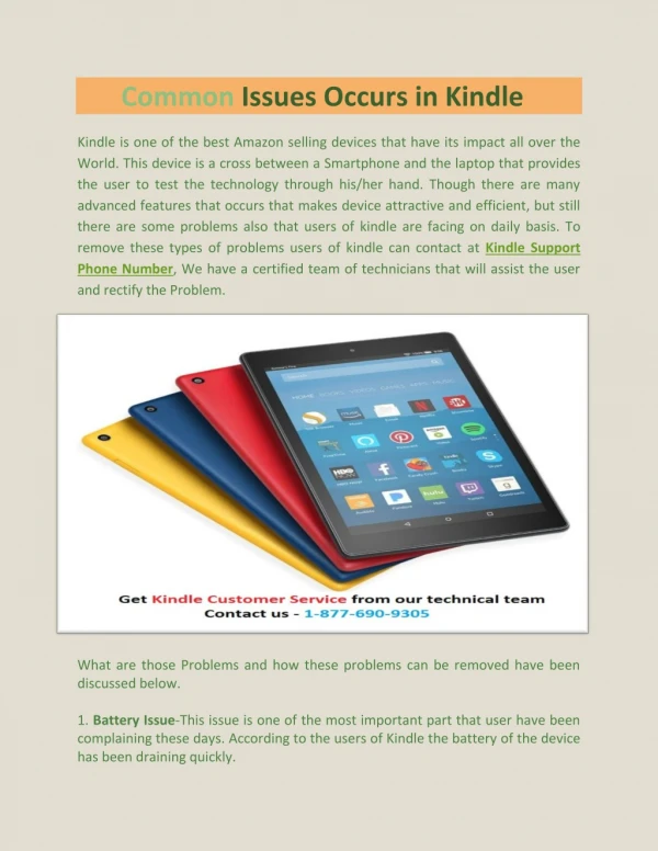 Common issues occurs in Kindle
