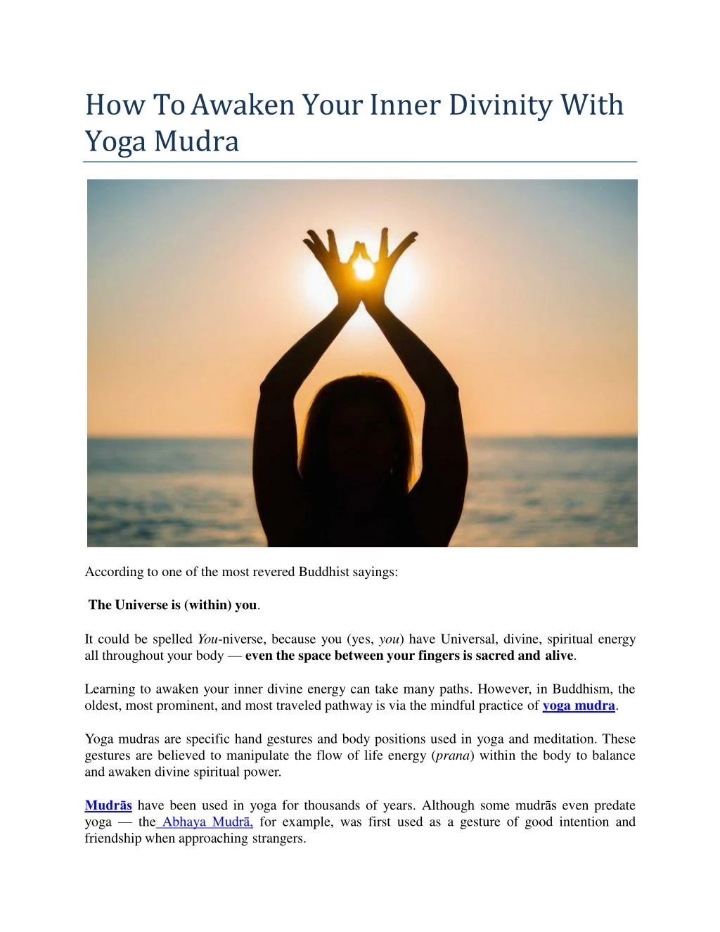 how to awaken your inner divinity with yoga mudra