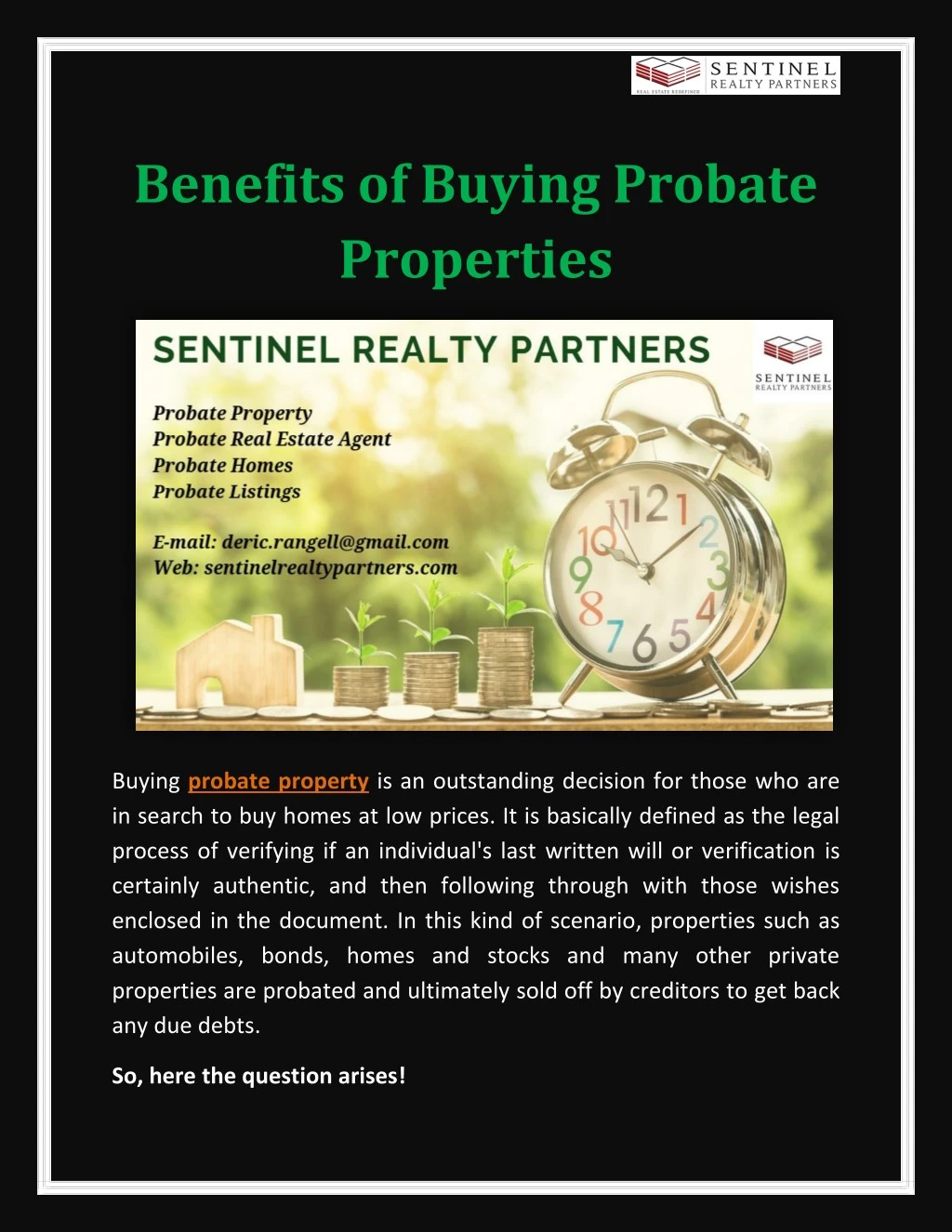 benefits of buying probate properties
