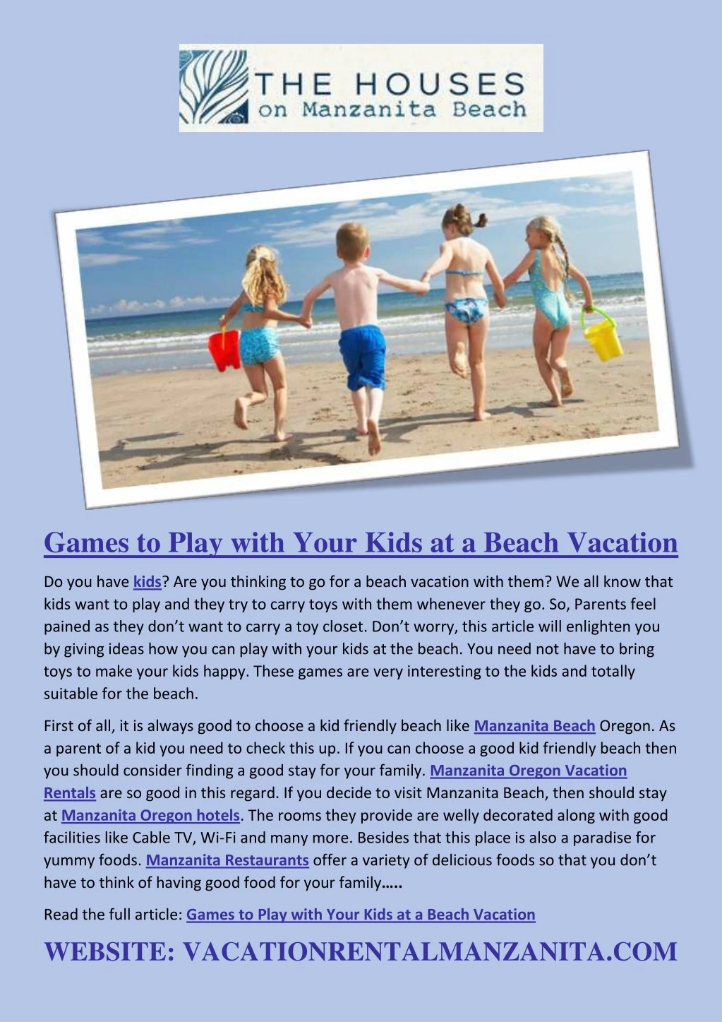 games to play with your kids at a beach vacation