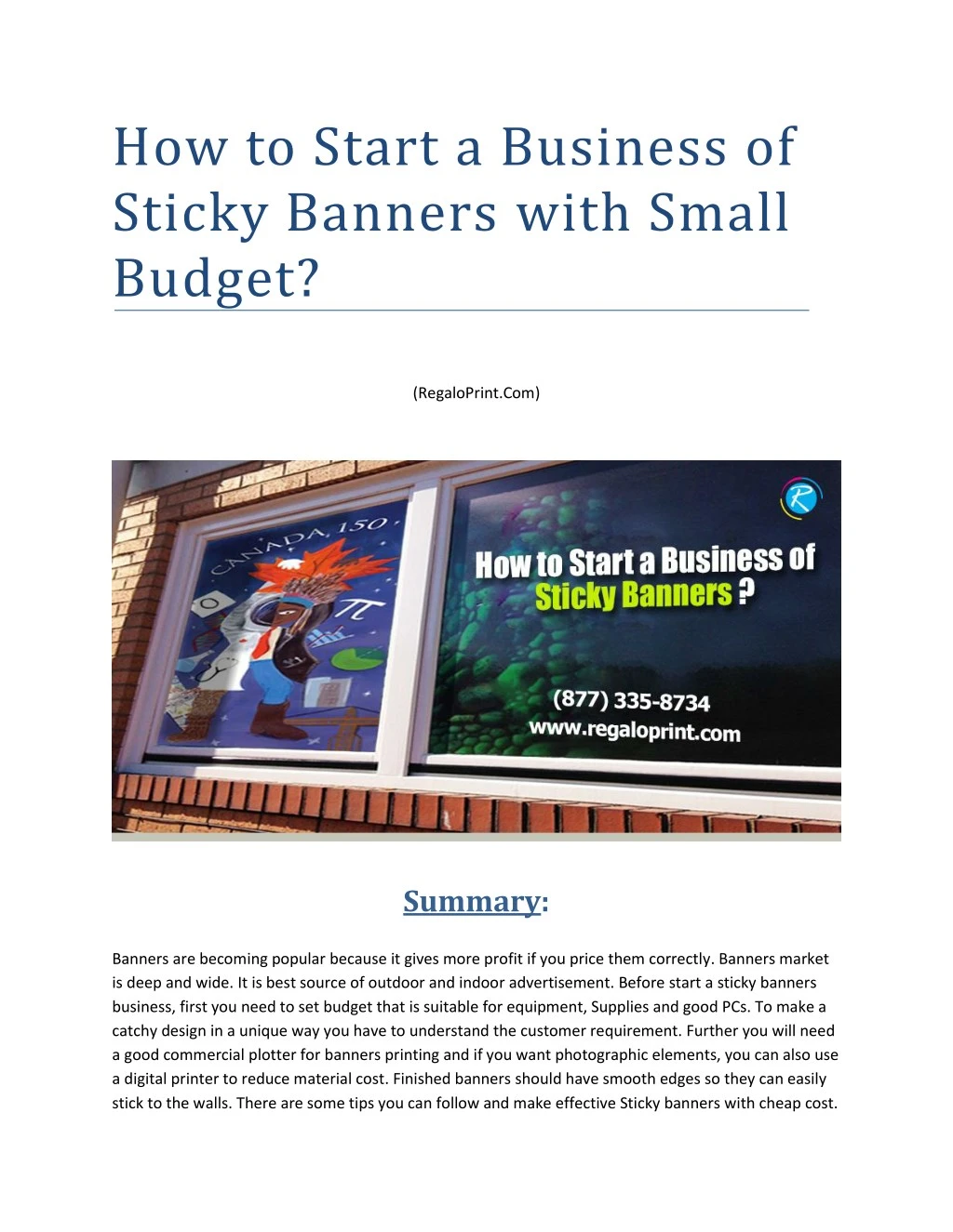 how to start a business of sticky banners with