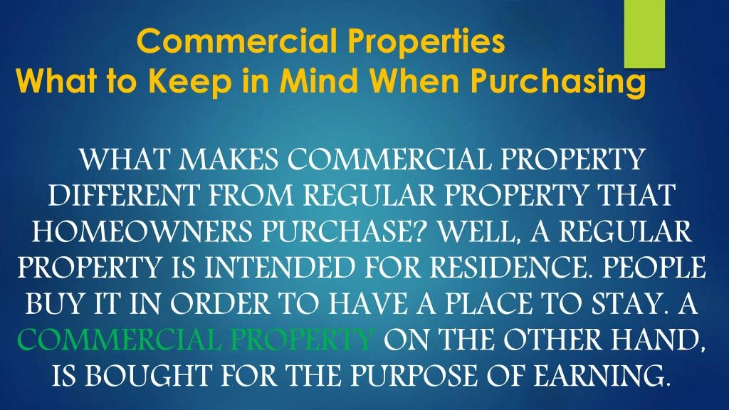 commercial properties what to keep in mind when purchasing