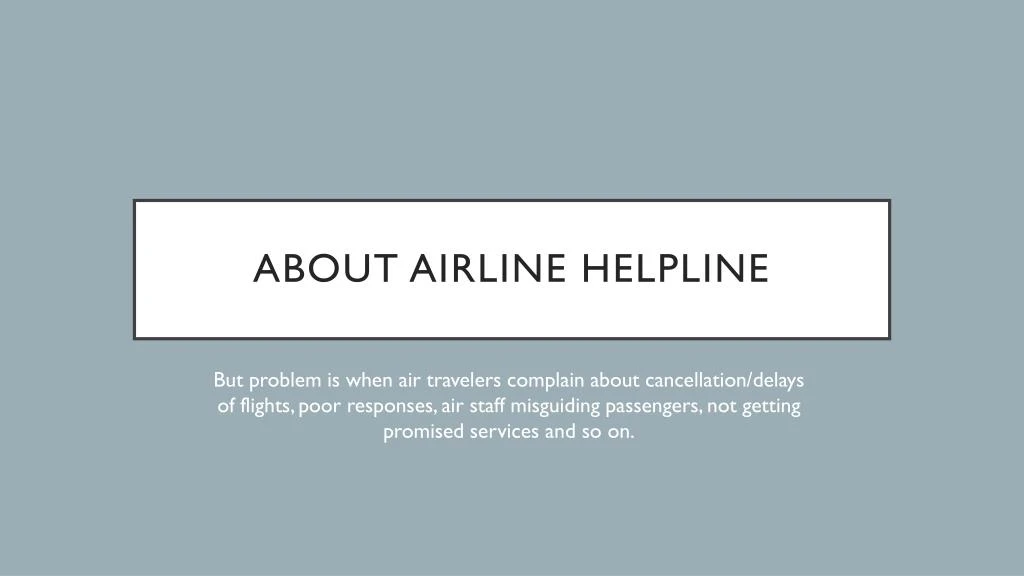 about airline helpline