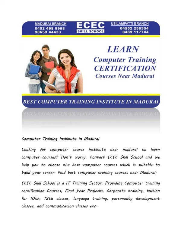 Computer Training Institute in Madurai