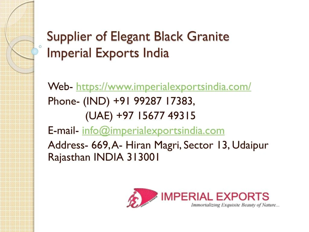 supplier of elegant black granite imperial exports india