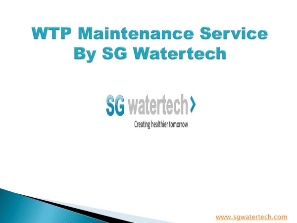 WTP Maintenance Service By SG Watertech