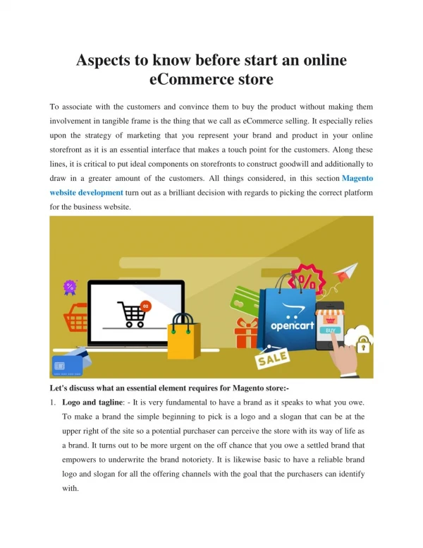 Aspects to know before start an online eCommerce store