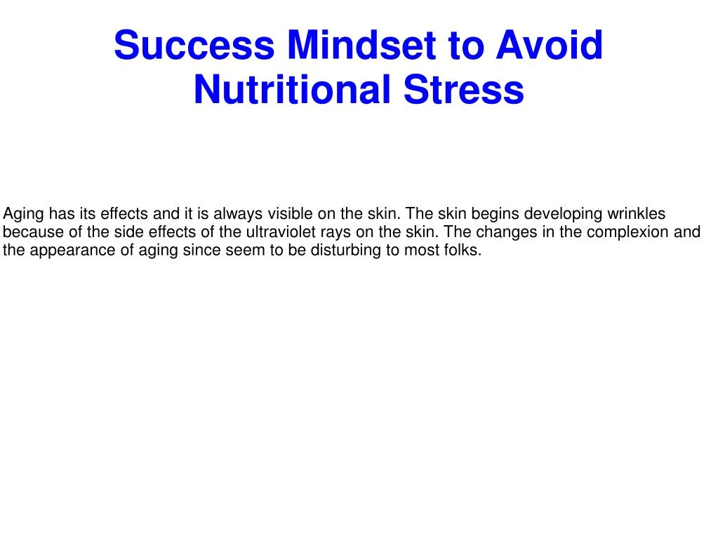 success mindset to avoid nutritional stress