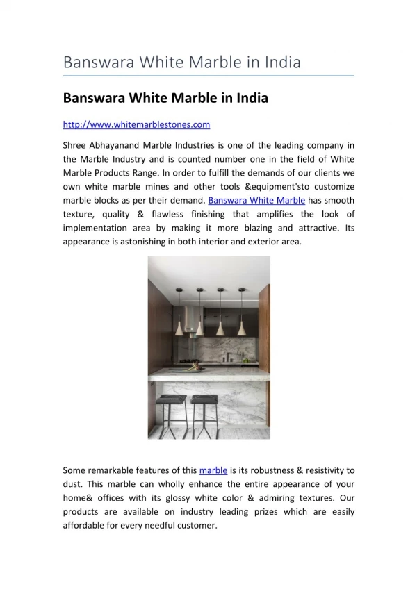 Banswara White Marble in India