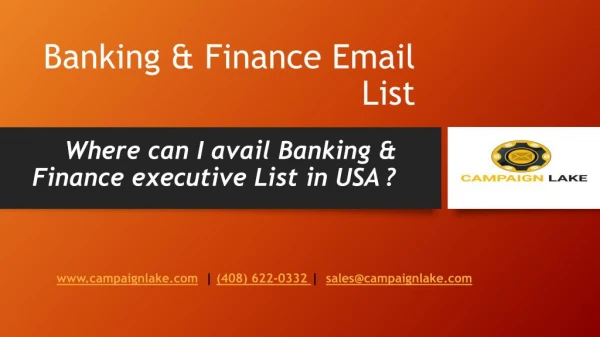 Banking & Finance Email List | Finance Mailing database