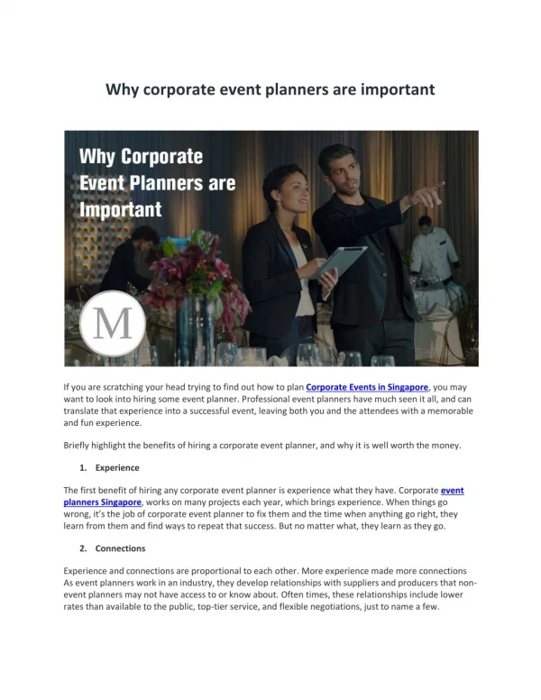 why corporate event planners are important