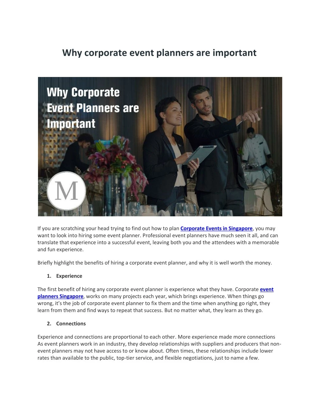 why corporate event planners are important