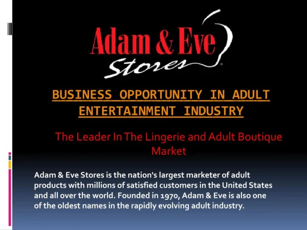 Business opportunity in adult entertainment industry