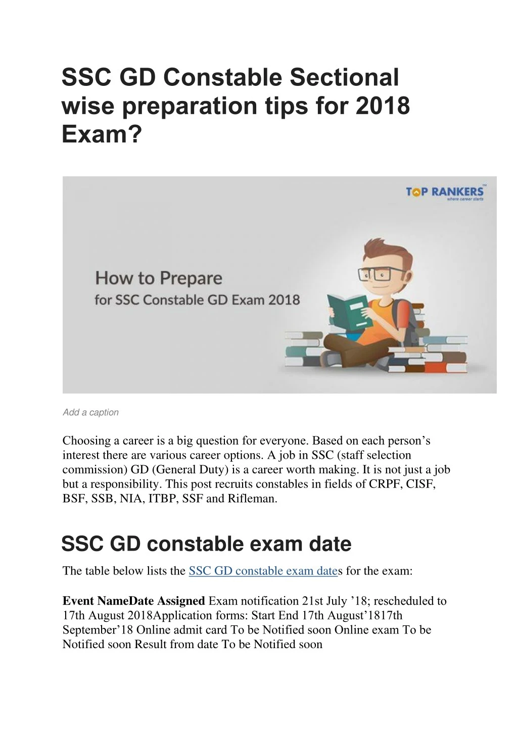 ssc gd constable sectional wise preparation tips