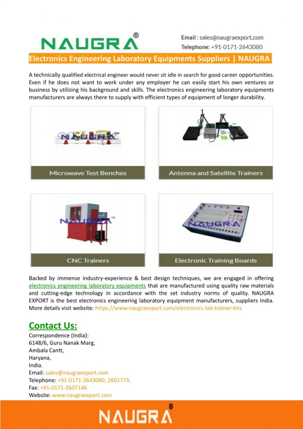 Electronics Engineering Laboratory Equipments Suppliers-NAUGRA EXPORT