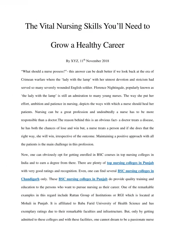The Vital Nursing Skills You’ll Need to Grow a Healthy Career