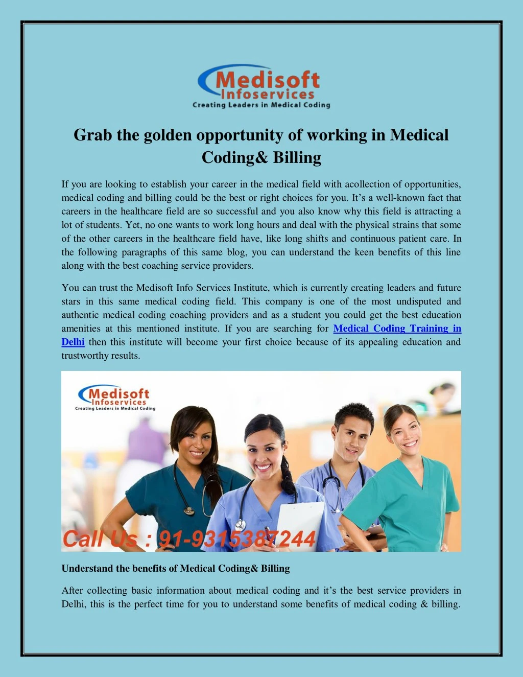 grab the golden opportunity of working in medical