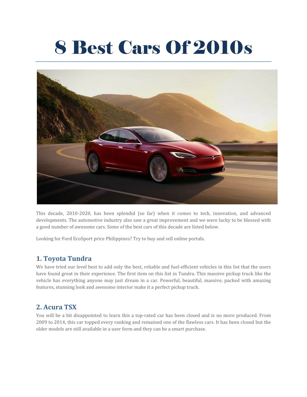 8 best cars of 2010s