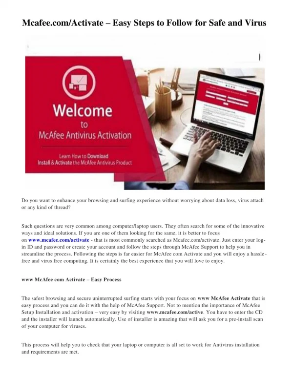 Mcafee.com/Activate – Easy Steps to Follow for Safe and Virus