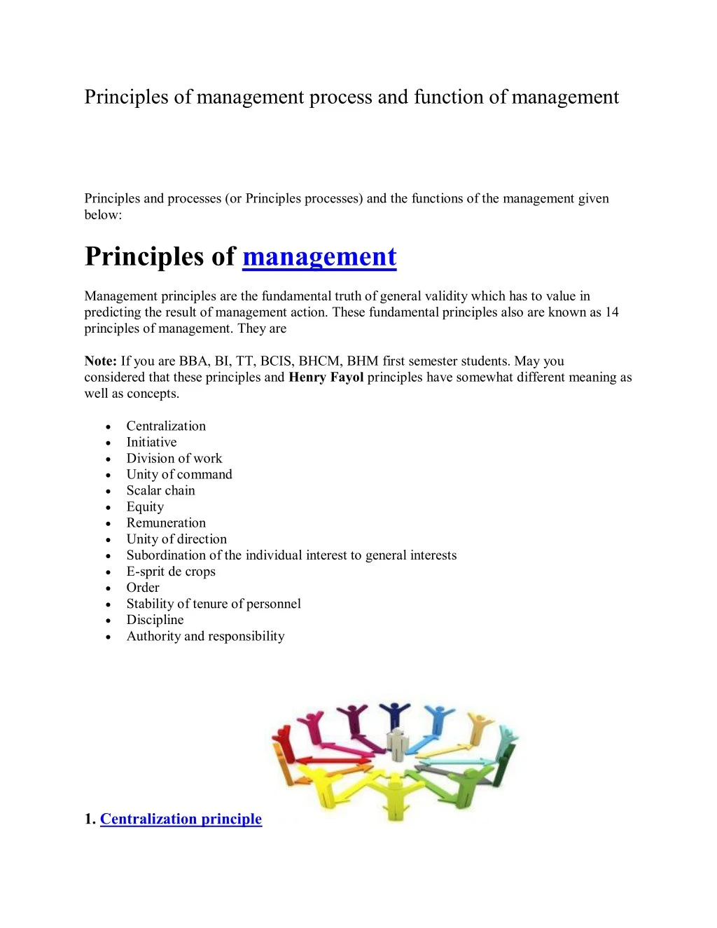 principles of management process and function