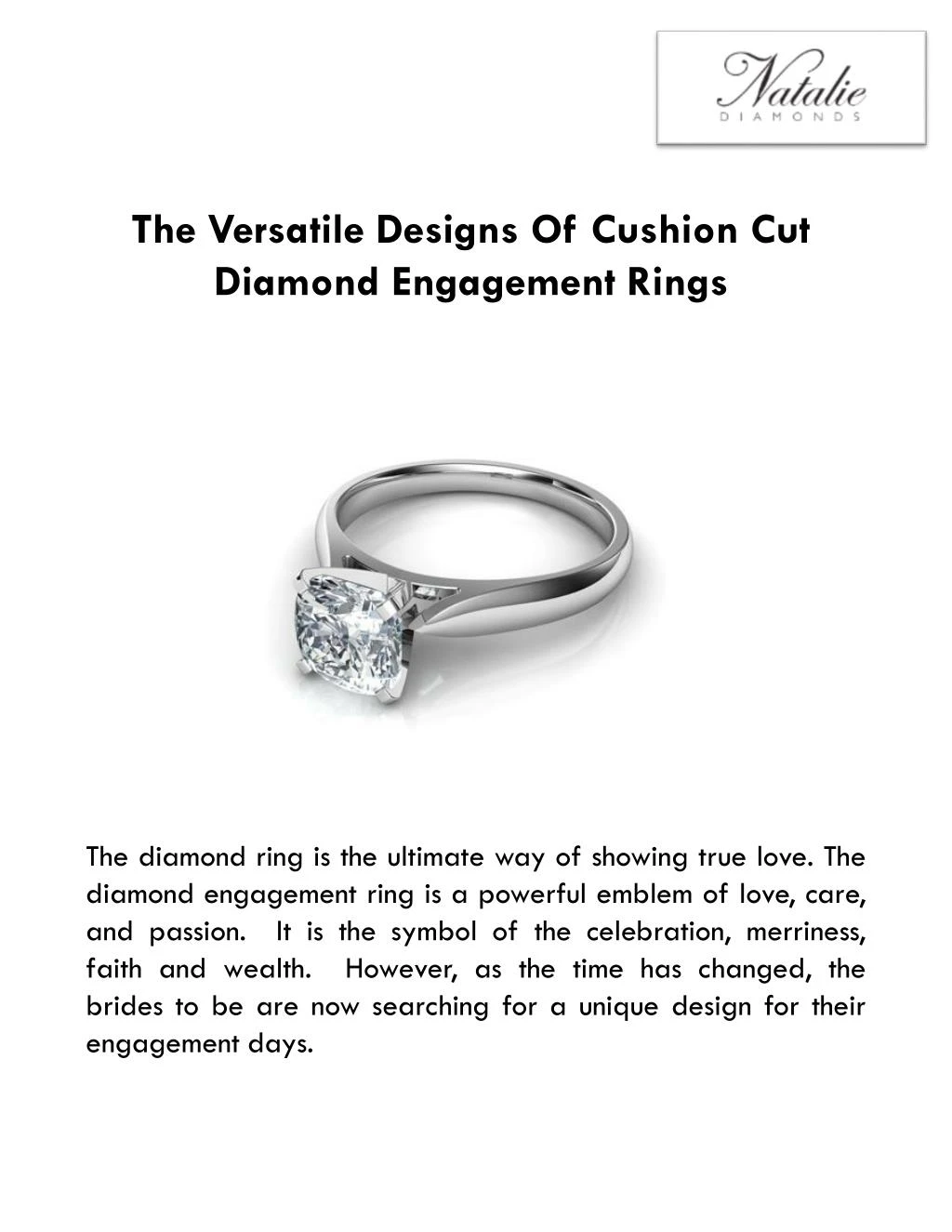 the versatile designs of cushion cut diamond