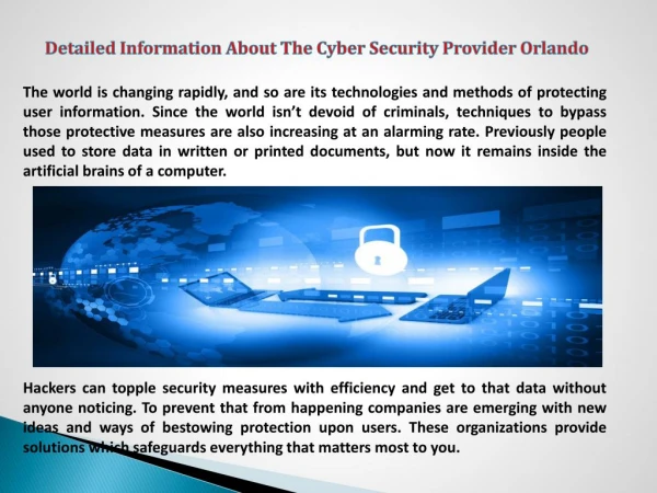 Detailed Information About The Cyber Security Provider Orlando