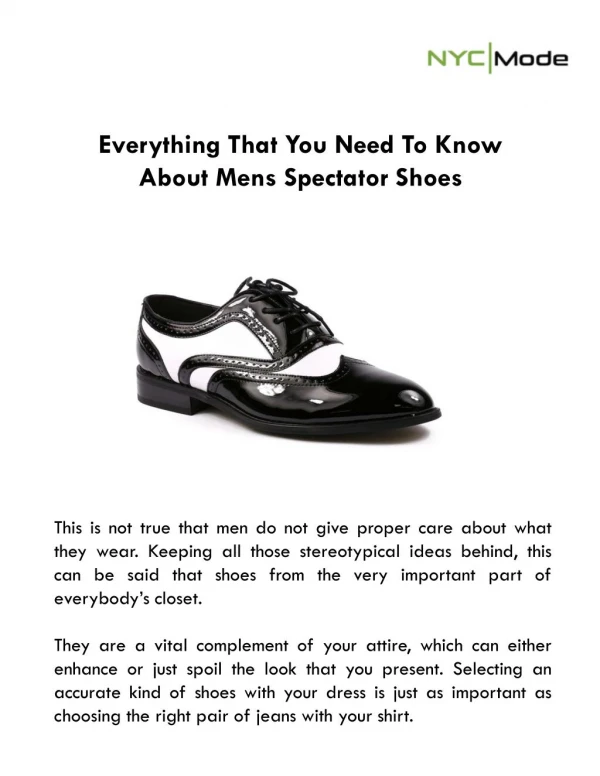 Everything That You Need to Know About Mens Spectator Shoes