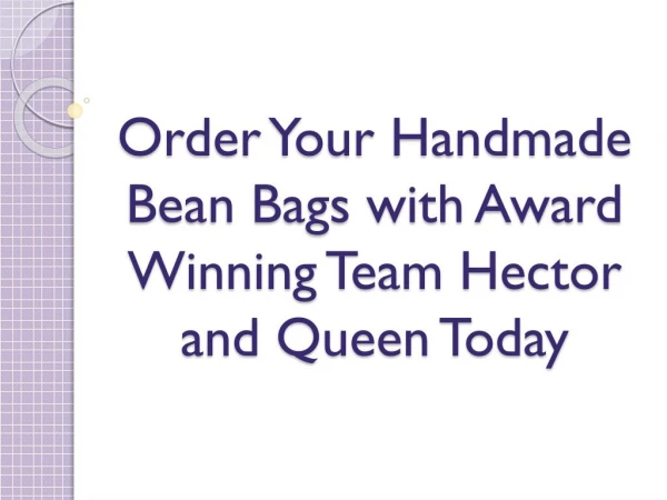 Order Your Handmade Bean Bags with Award Winning Team Hector and Queen Today