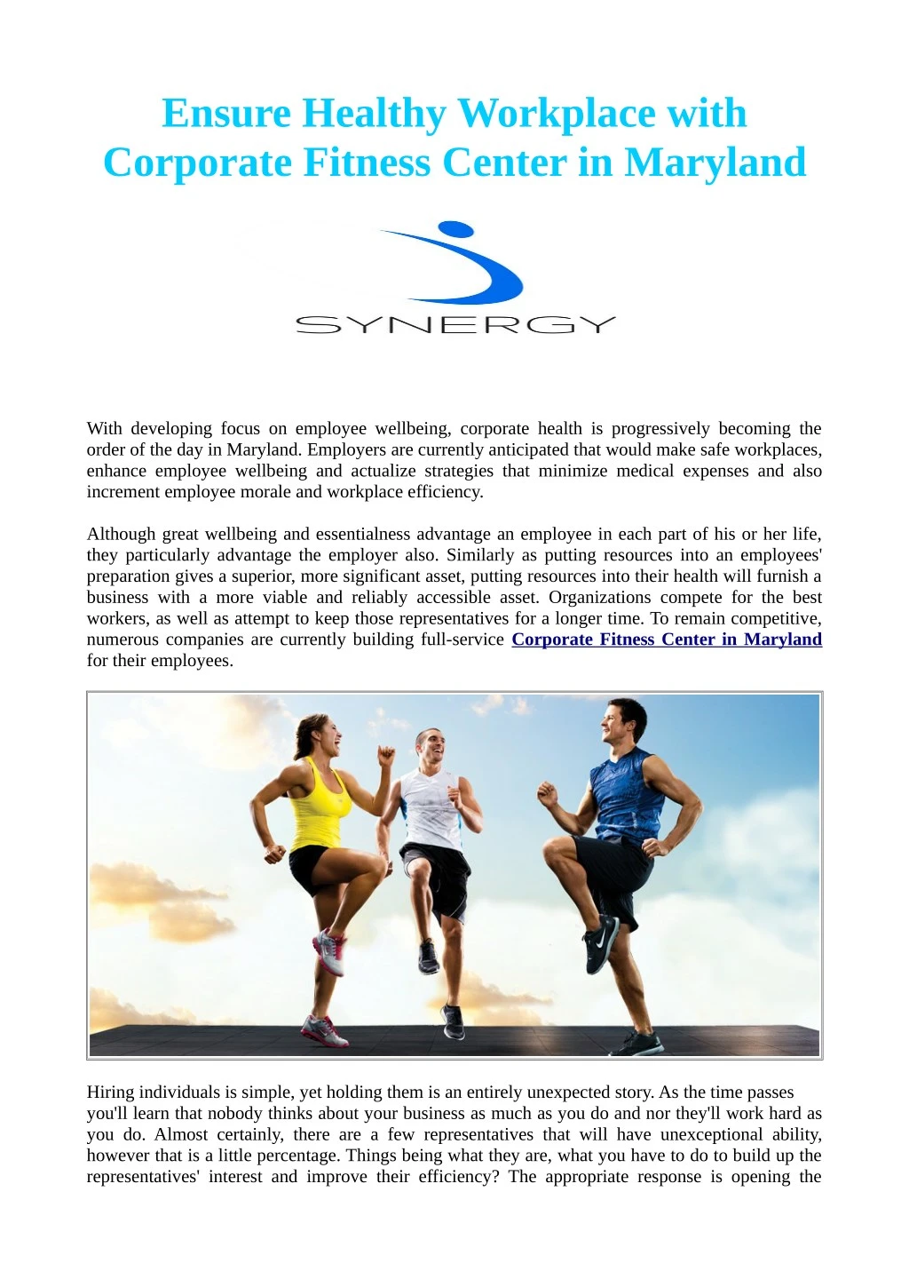 ensure healthy workplace with corporate fitness