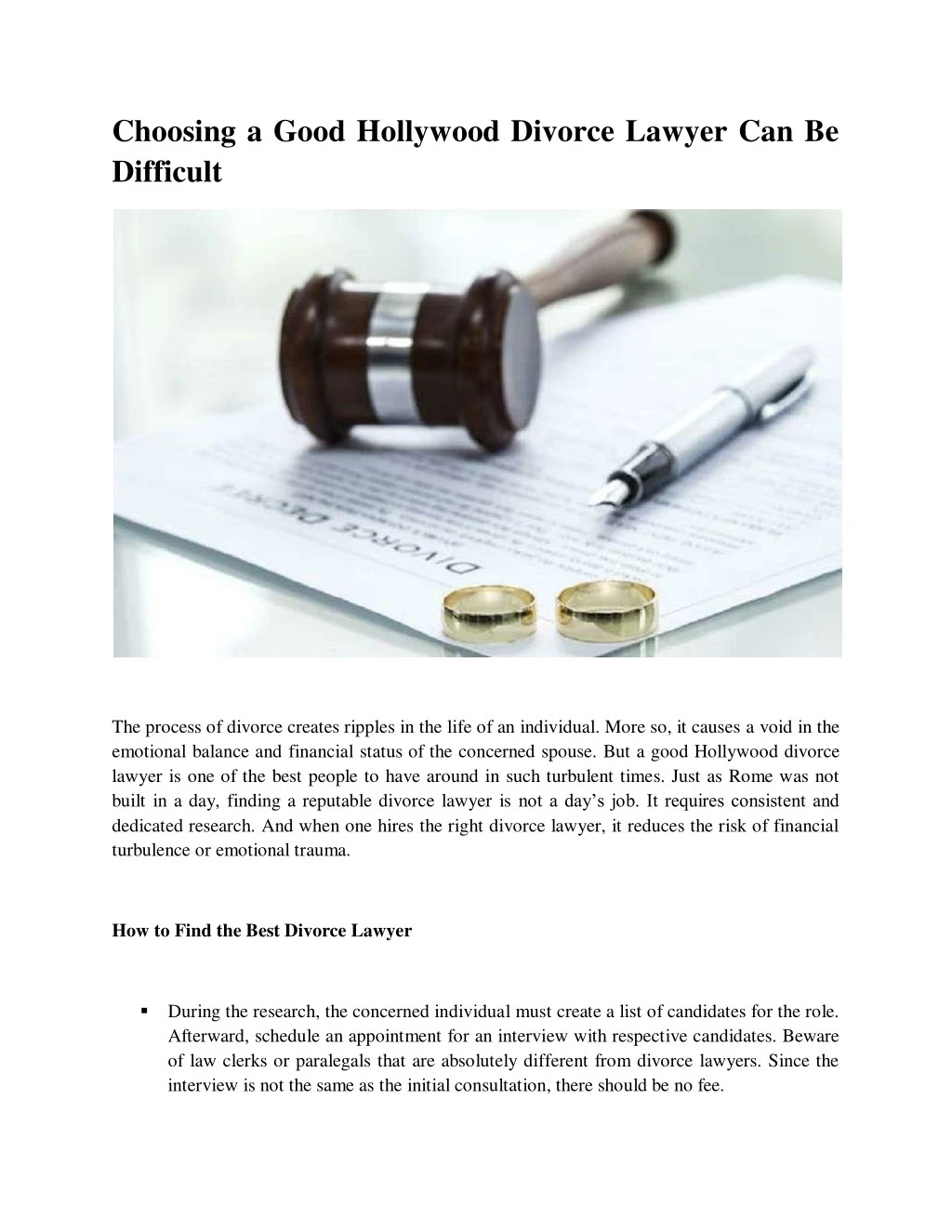 choosing a good hollywood divorce lawyer