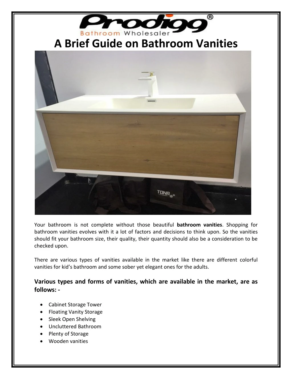 a brief guide on bathroom vanities