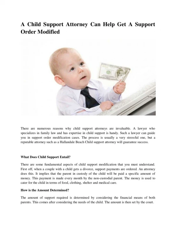 A Child Support Attorney Can Help Get A Support Order Modified