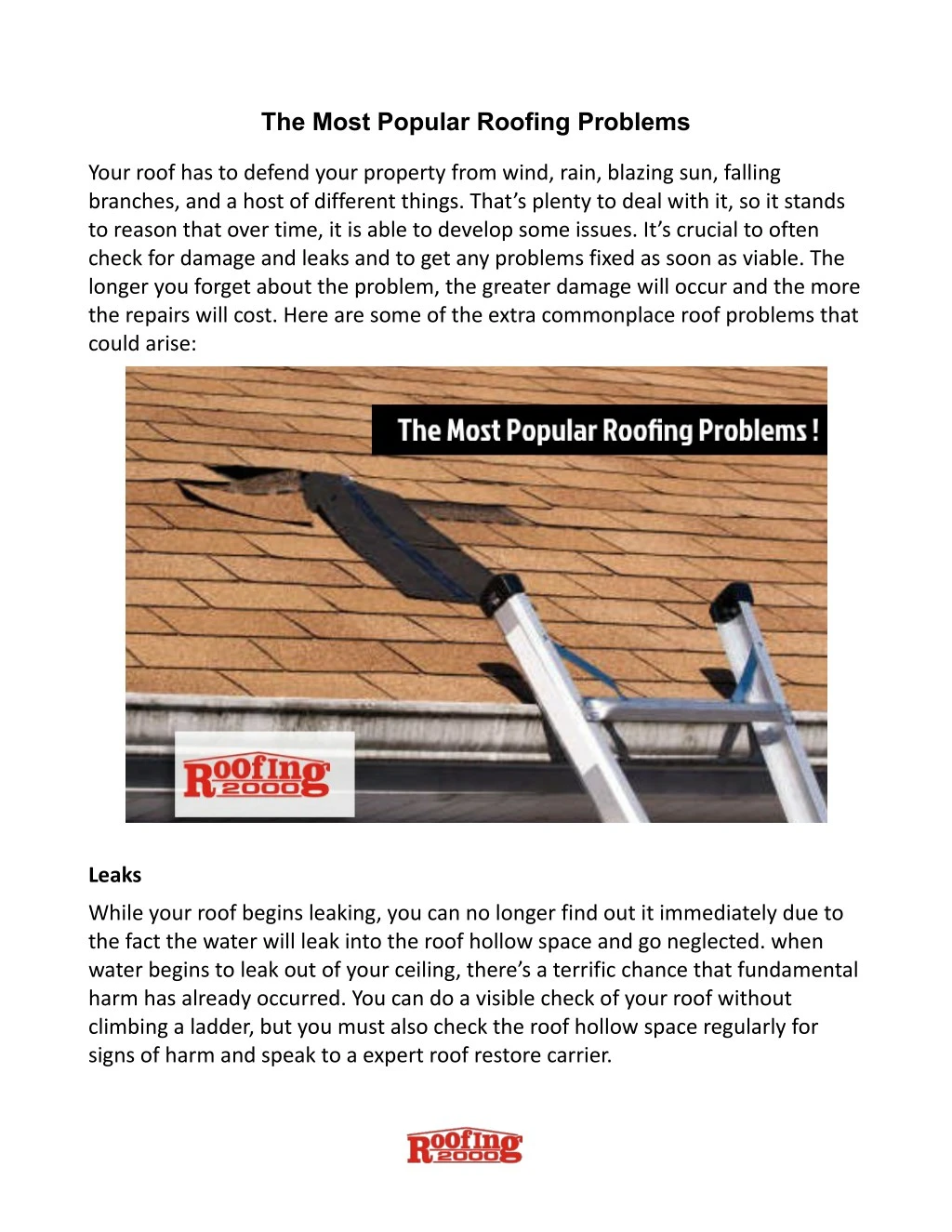 the most popular roofing problems