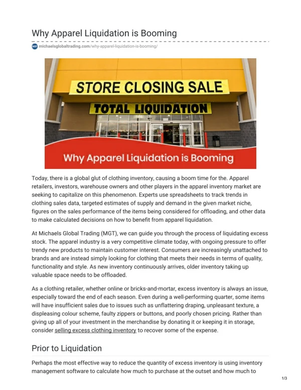 Why Apparel liquidation is Booming?