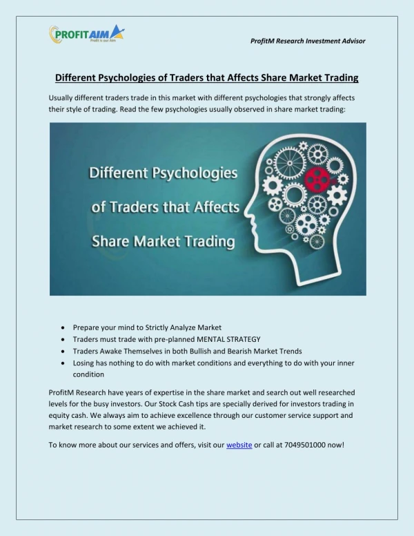 Stock Market Trading: Different Psychologies of Traders that Affects Trading