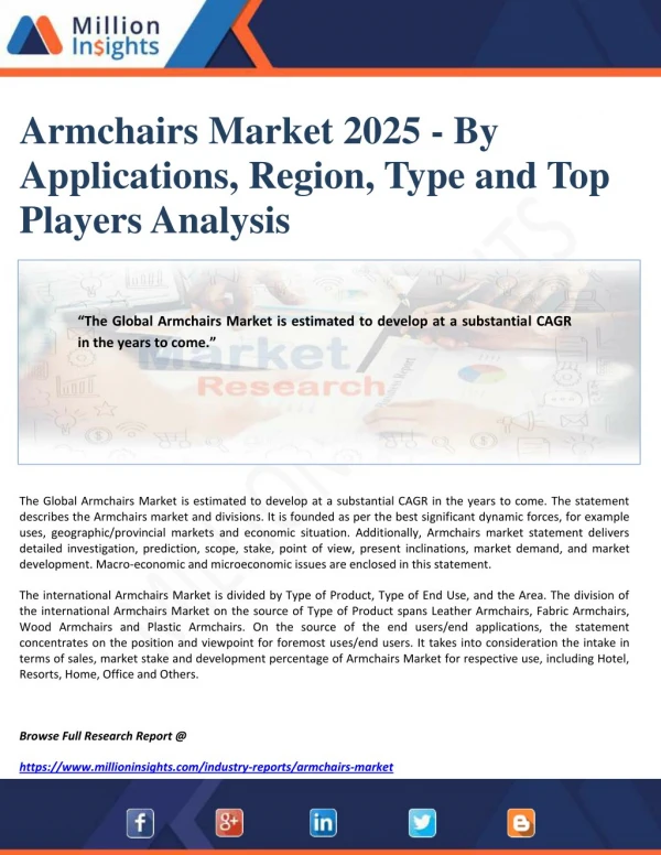 Armchairs Market 2025 - by Applications, Region, Type and Top Players Analysis