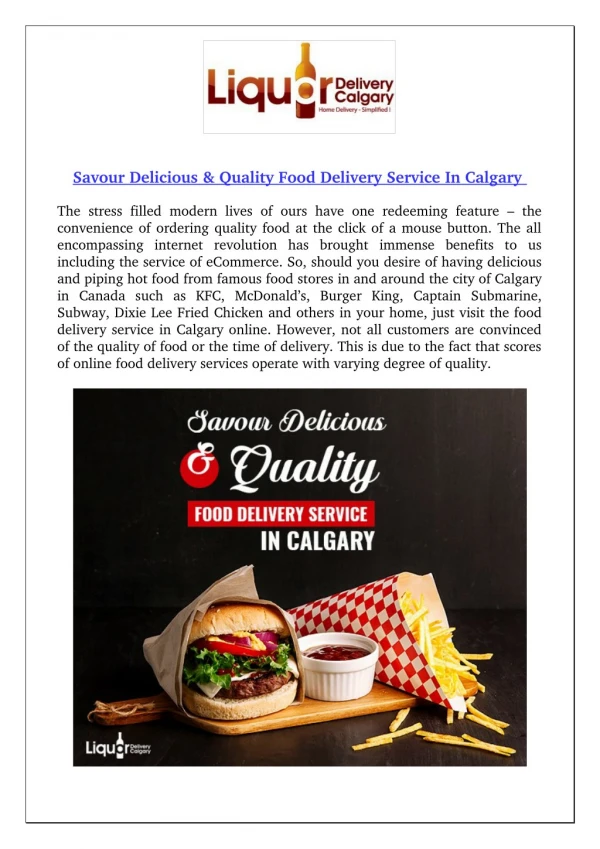 Savour Delicious & Quality Food Delivery Service In Calgary
