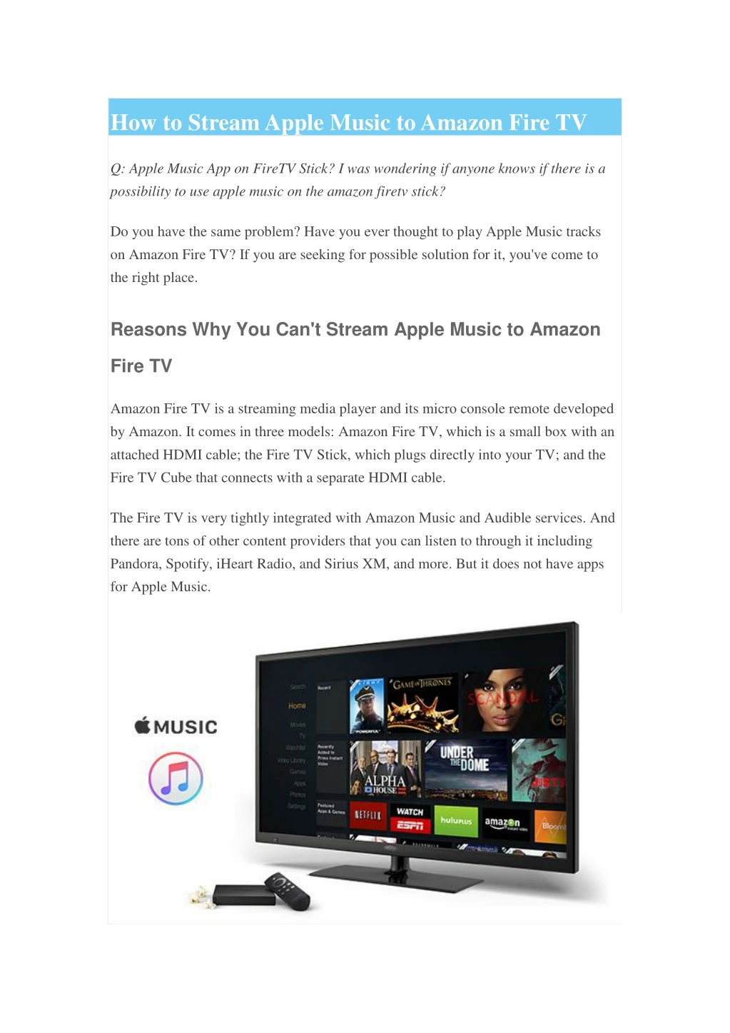 how to stream apple music to amazon fire tv