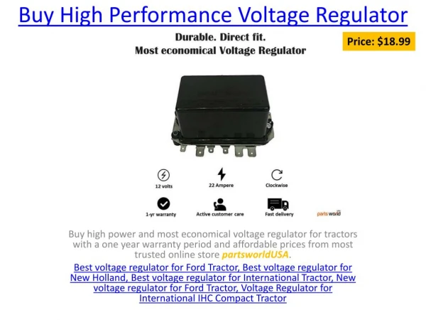 Buy High Performance Voltage Regulator